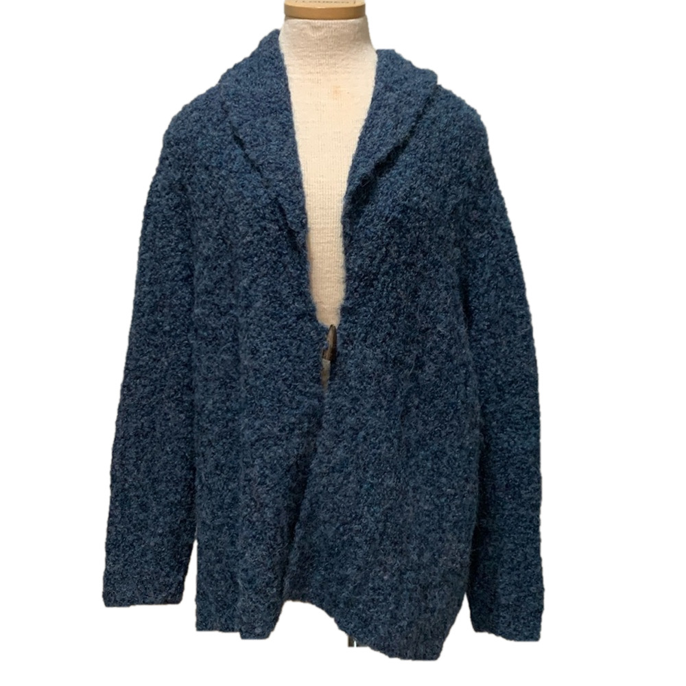 Tabask sz L blue alpaca and wool cardigan made in Peru